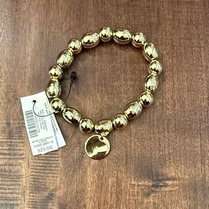 Chico's Gold Beaded Bracelet with Charm